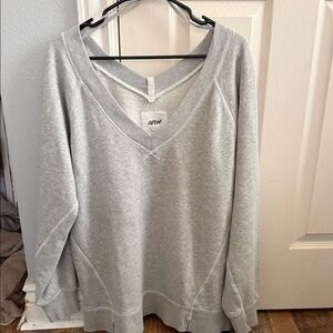 Aerie Light Gray V-Neck Sweatshirt